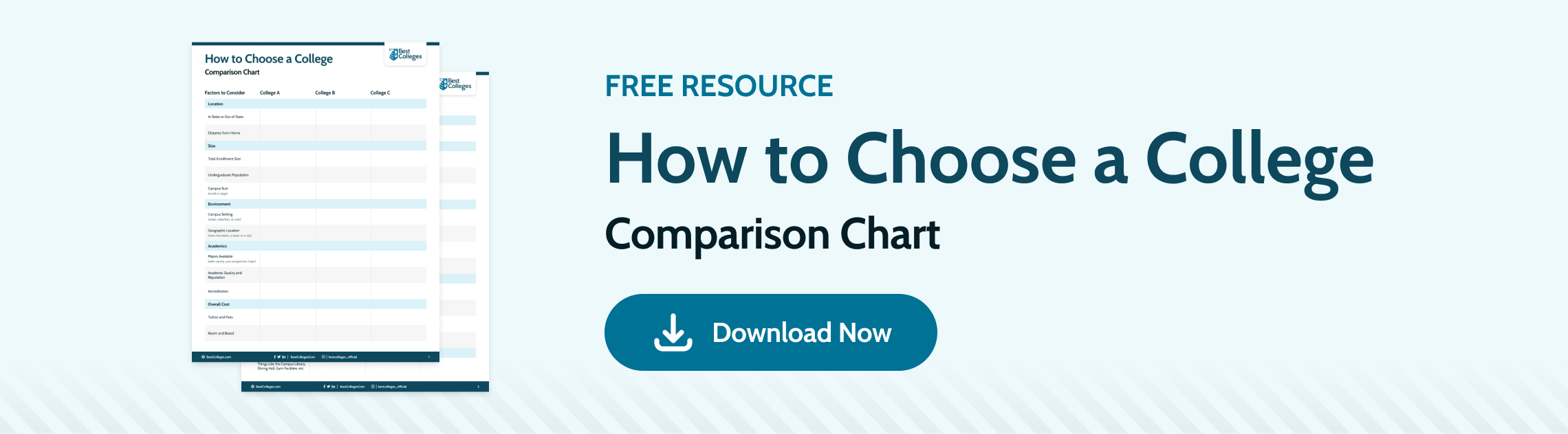 Download our free comparison chart PDF tool to help you choose between colleges.